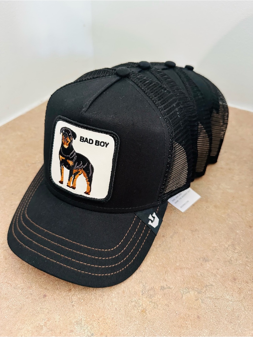 Black 'Bad Boy' Rottweiler Patch Trucker Hat